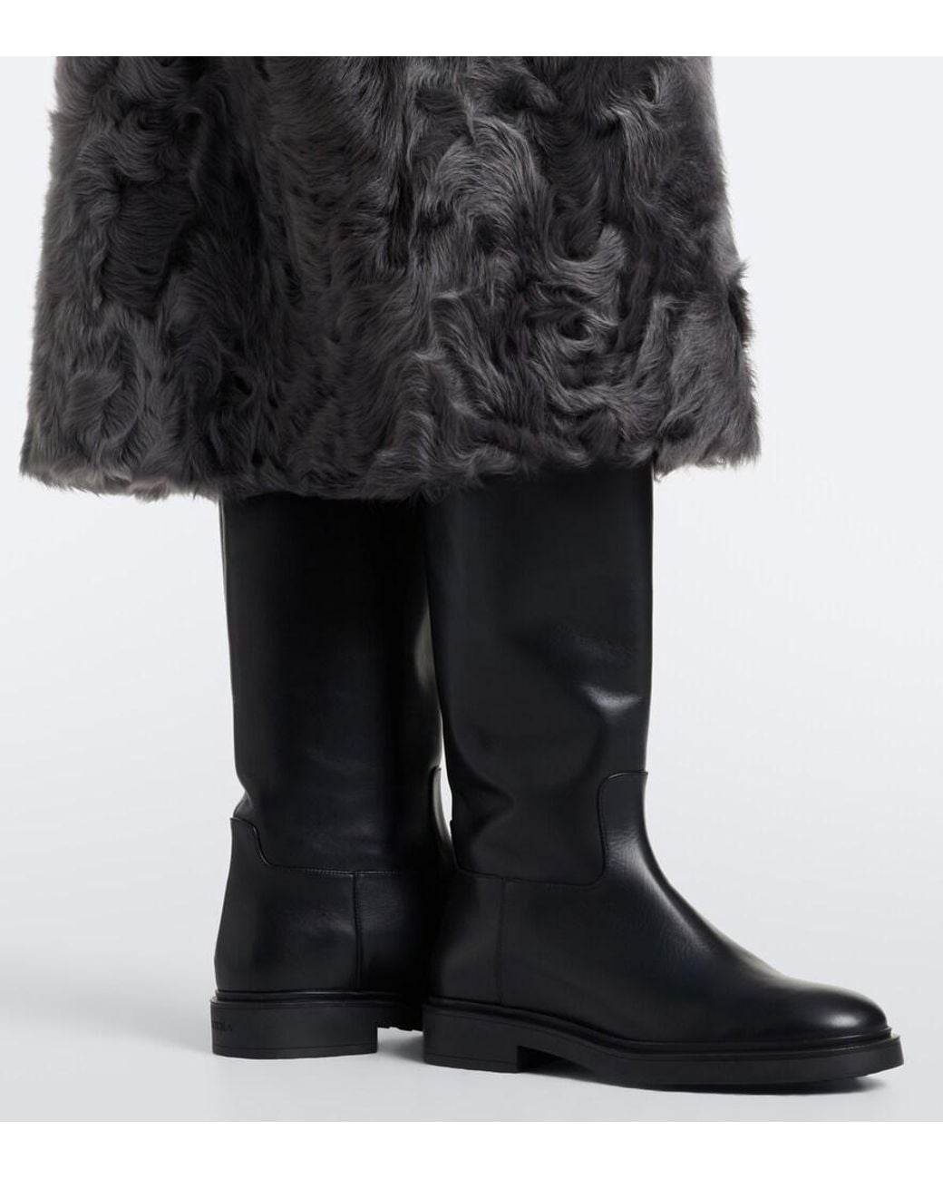 Aquazzura Black Ride Leather Knee-High Boots