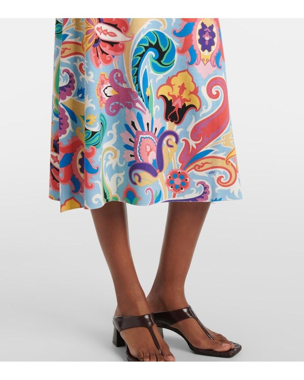 Etro White Paisley Silk-Blend Midi Dress