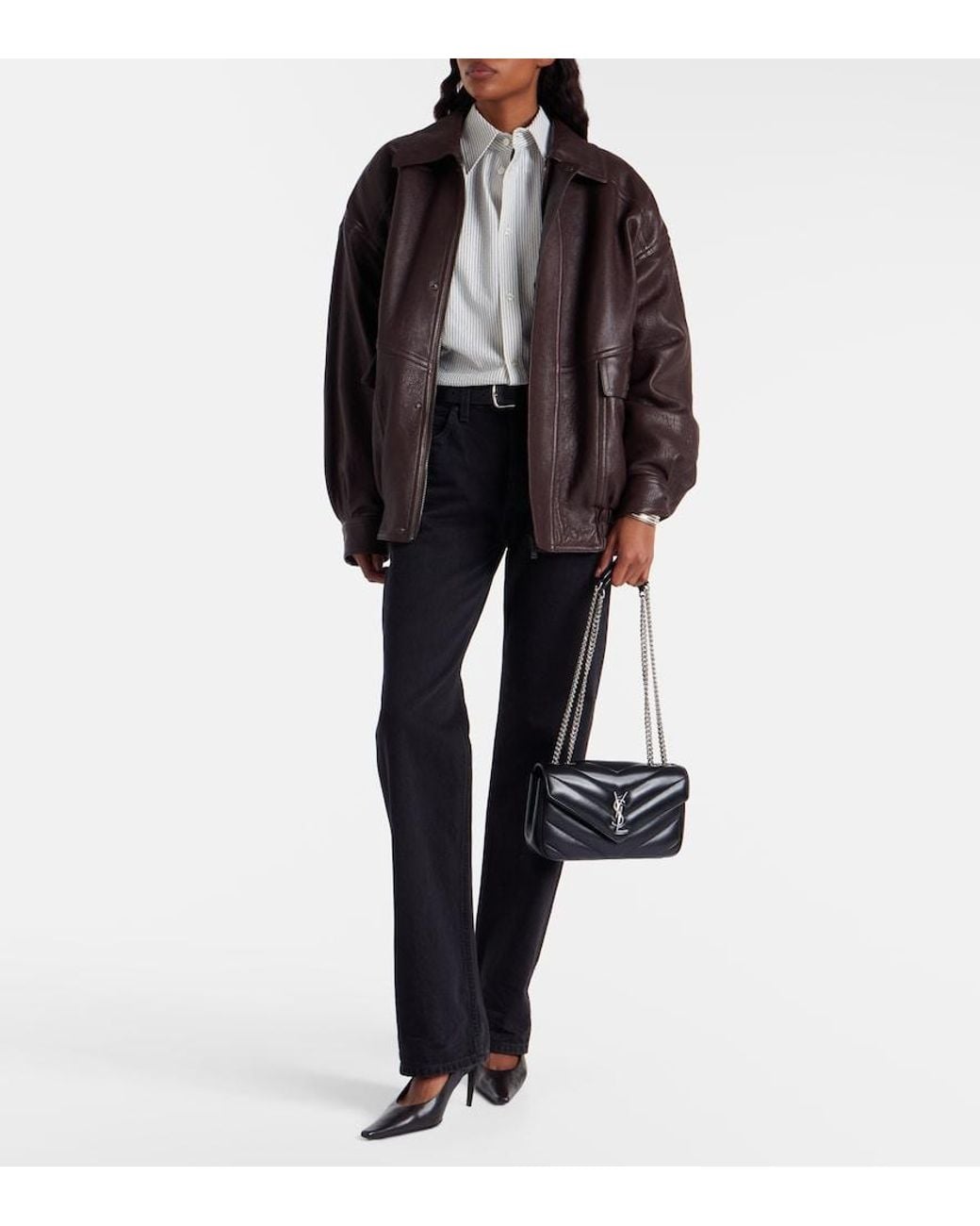 Saint Laurent White Loulou Small Leather Shoulder Bag