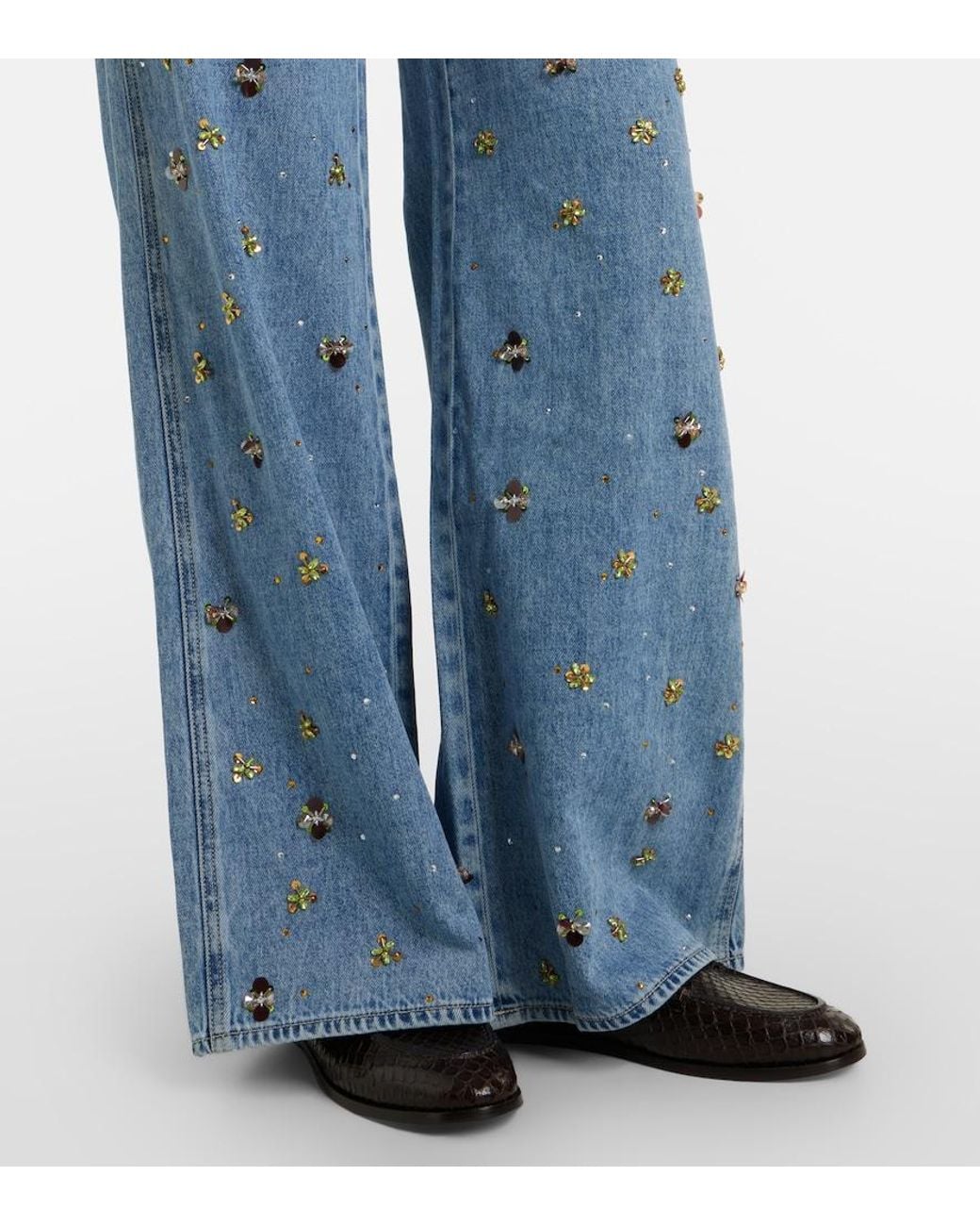 Veronica Beard Blue Kasey Embellished Flared Jeans