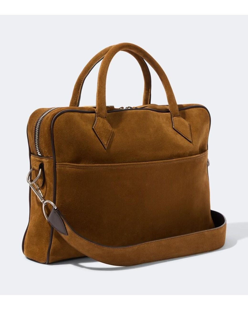 Metier Brown Closer Slim Suede Briefcase for men