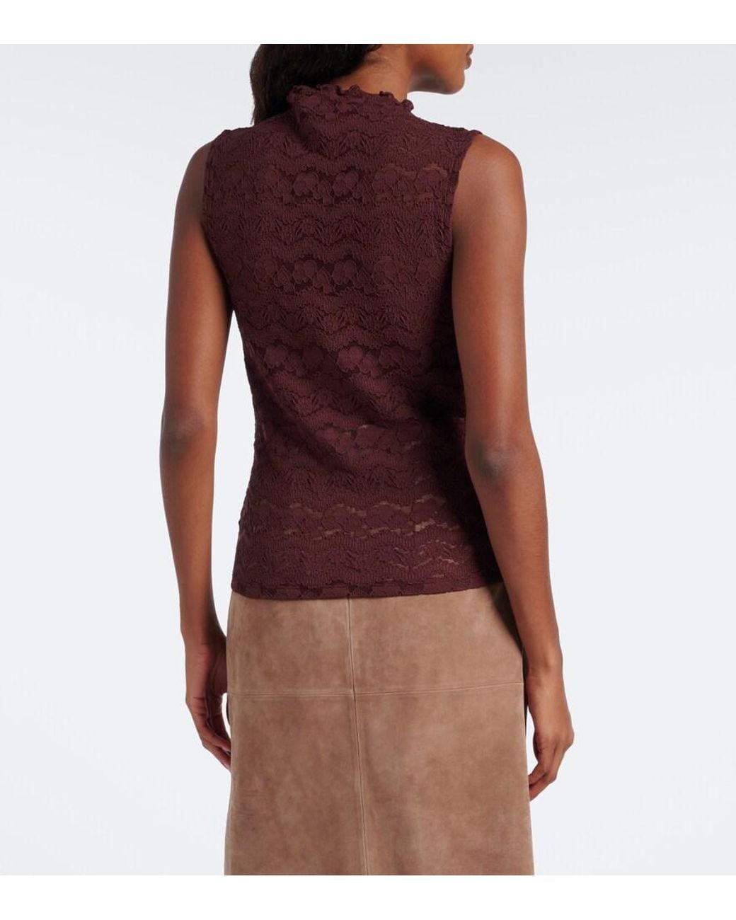 Veronica Beard Purple Alora Lace Jersey Top