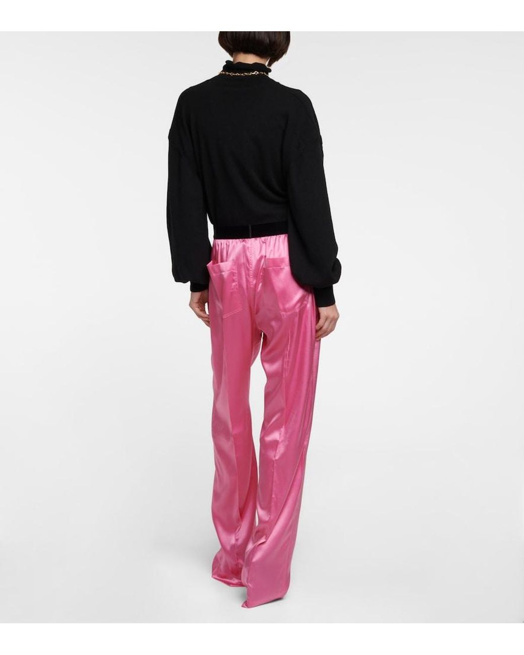 Tom Ford Pink High-Rise Silk-Blend Satin Pants