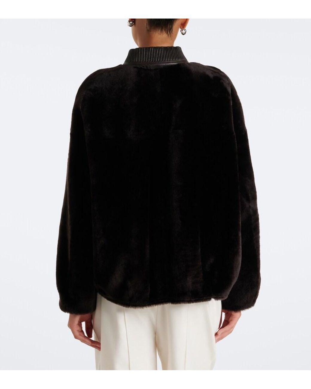 Arma Black Reversible Shearling Bomber Jacket