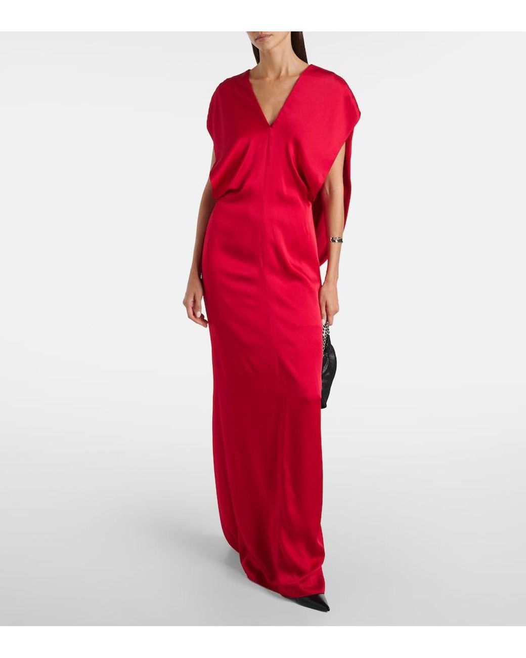 Stella McCartney Red Satin V-Neck Gown