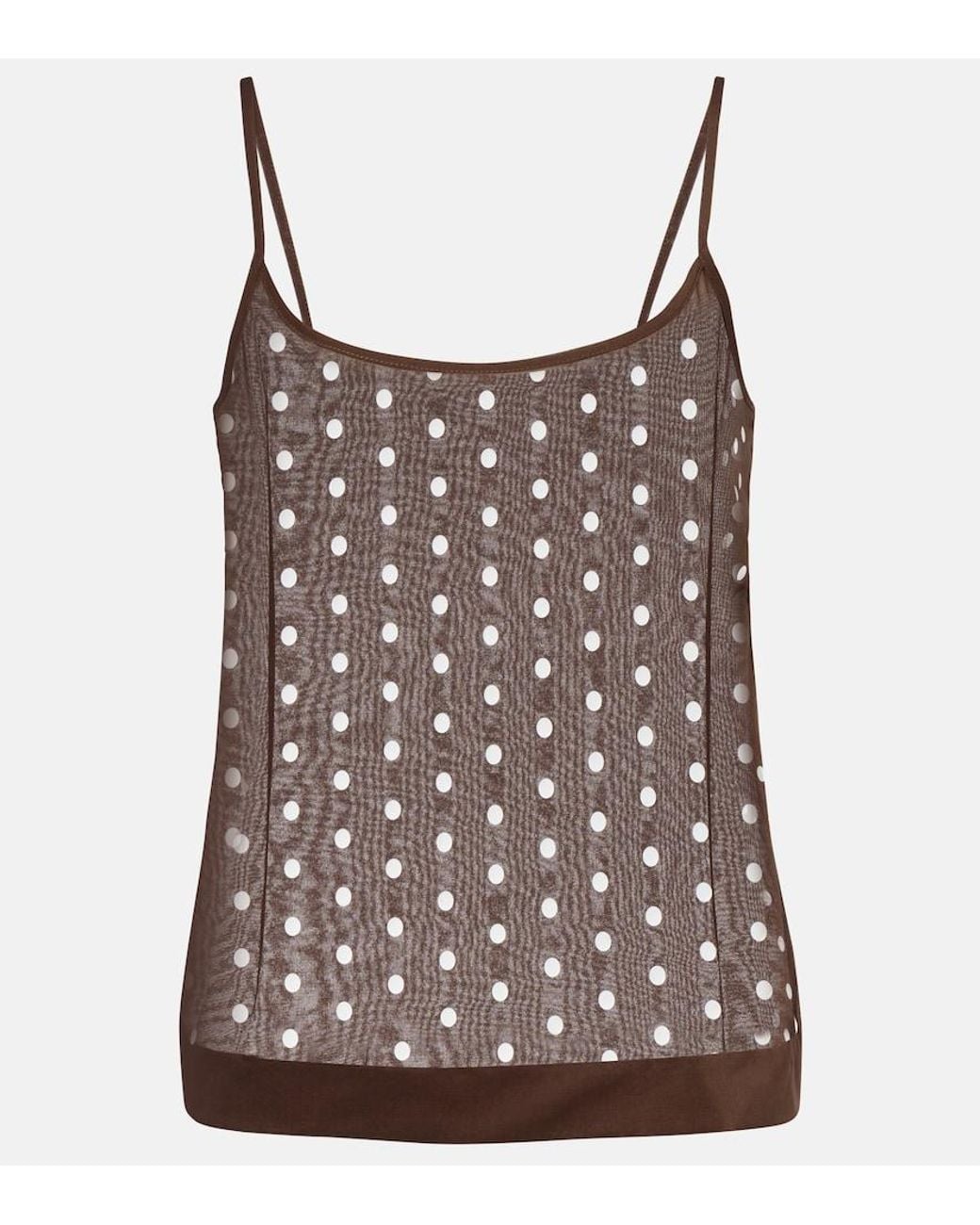 Dries Van Noten Brown Polka-Dot Silk-Blend Tank Top