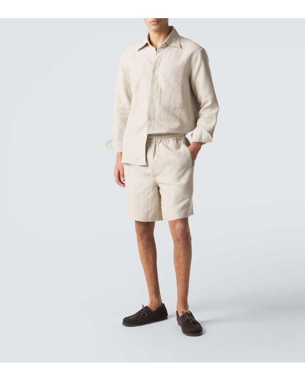 Saman Amel Natural Linen Shorts for men