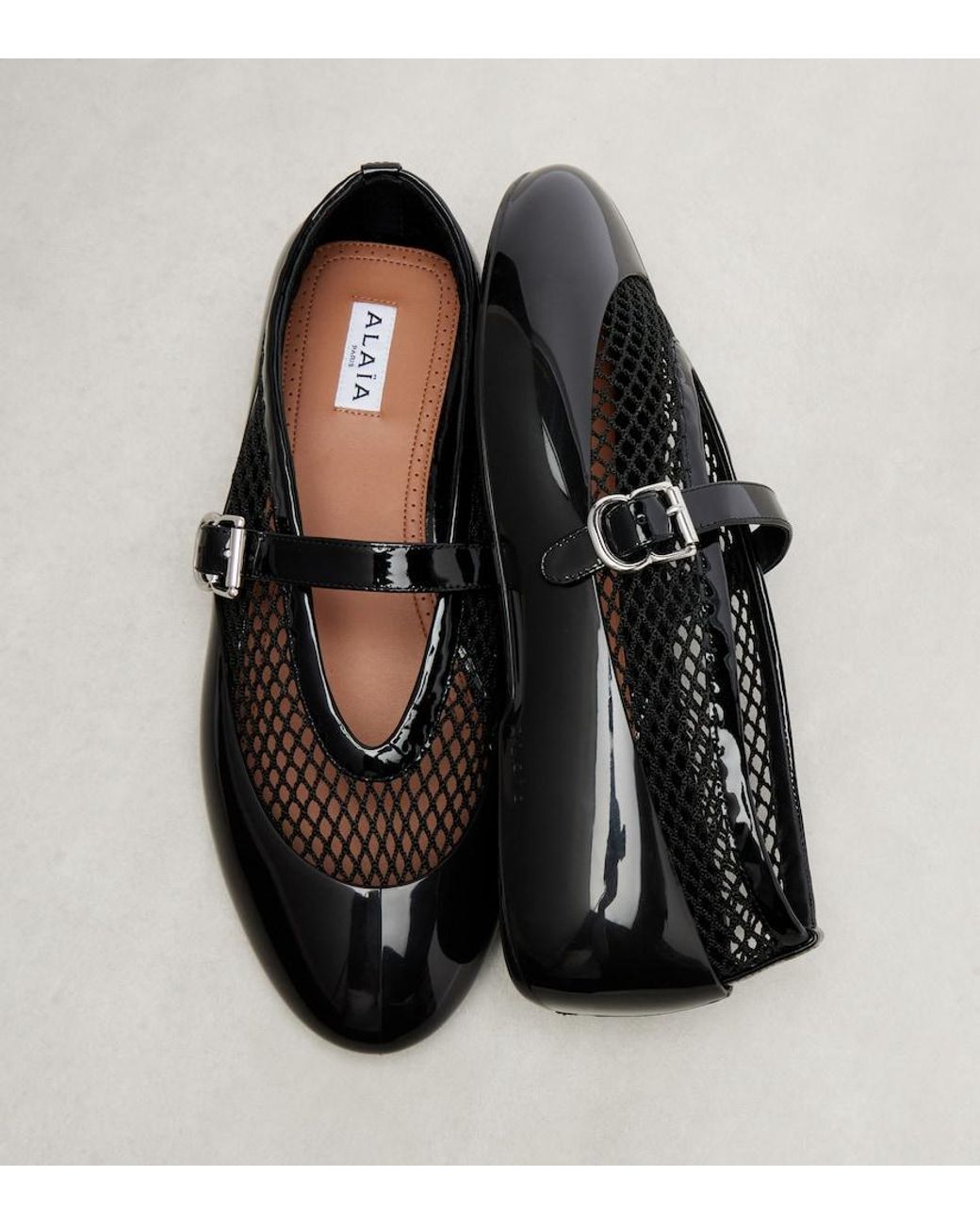 Alaïa Black Leather-Trimmed Fishnet Ballet Flats