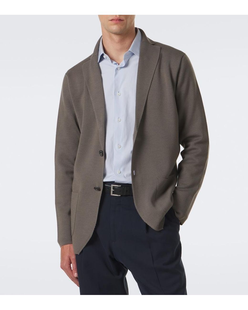 Thom Sweeney Brown Knitted Wool Blazer for men