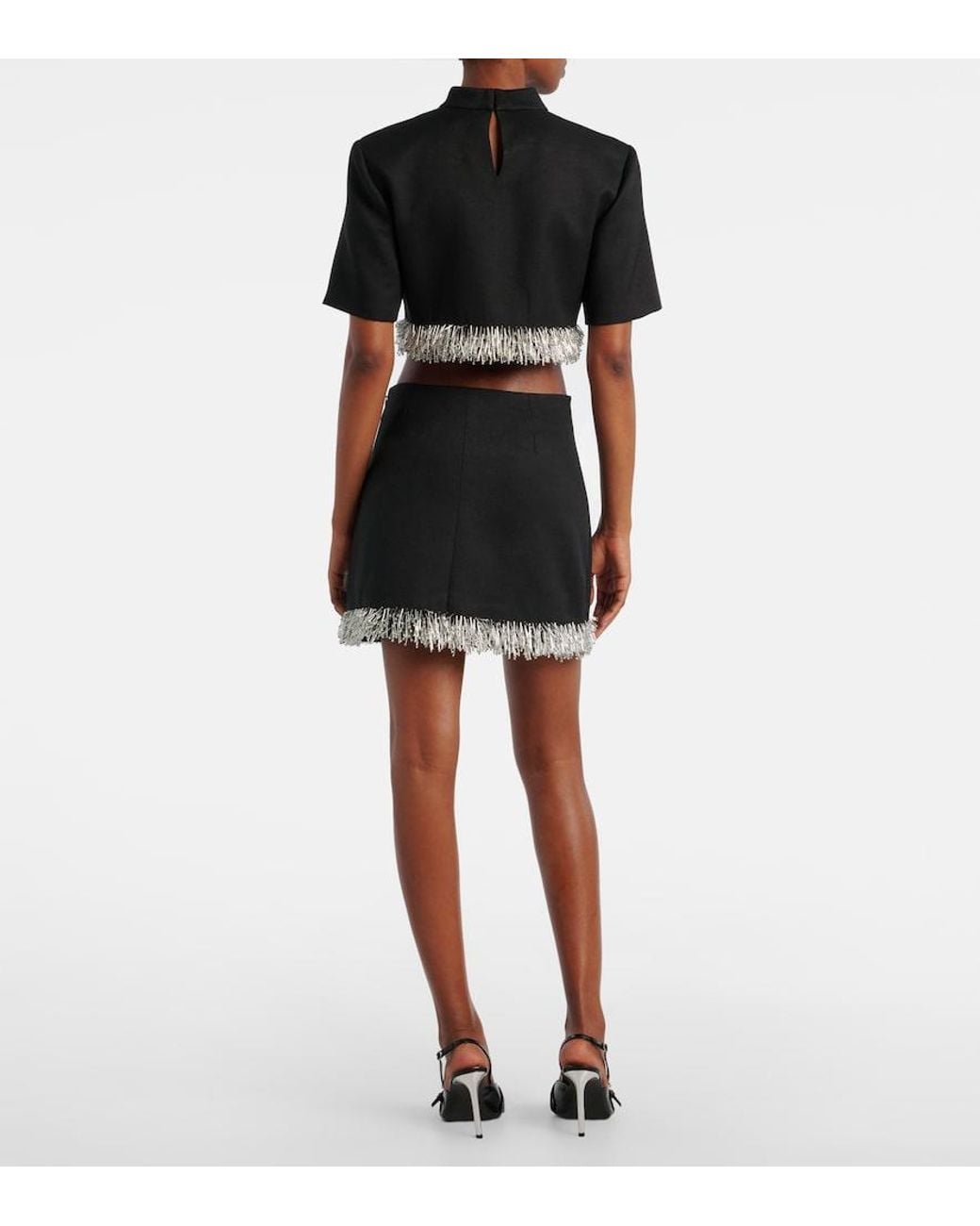 Jonathan Simkhai Black Jalen Embellished Cropped Top