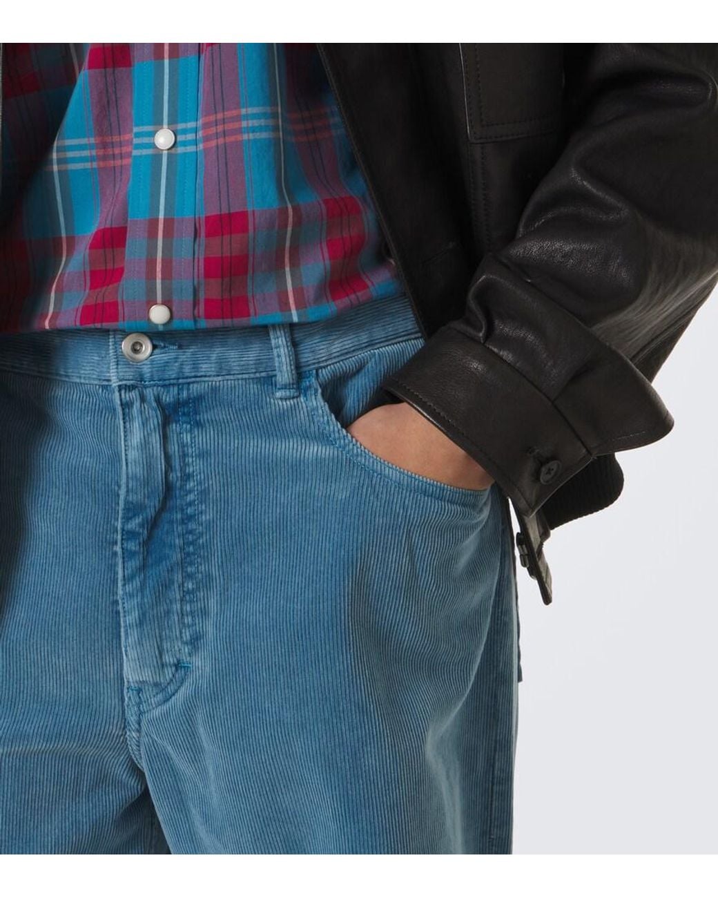 Auralee Blue Cotton Corduroy Wide-Leg Pants for men