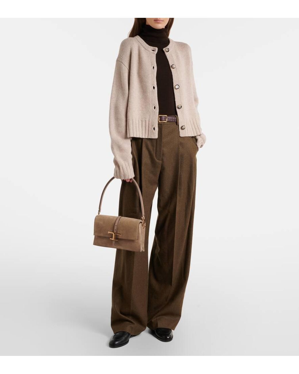 Tod's Brown Schultertasche T Timeless Mini Aus Veloursleder