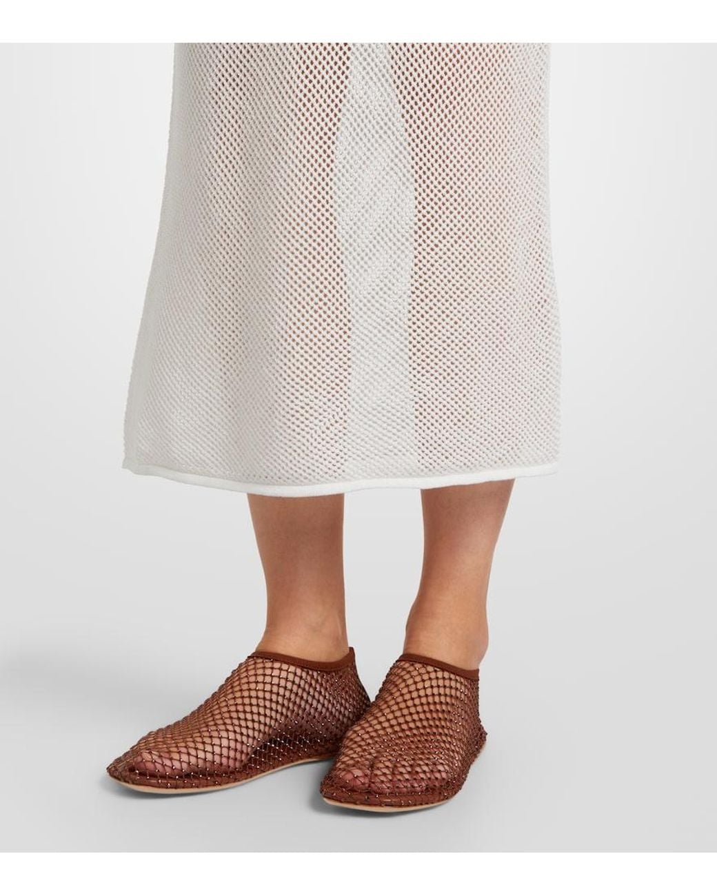 Stella McCartney White Crochet Cotton Midi Dress