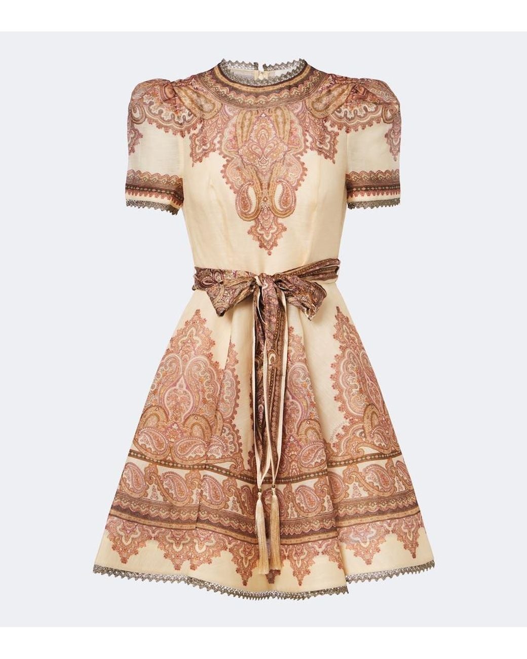 Zimmermann Multicolor Ascent Paisley Linen And Silk Minidress