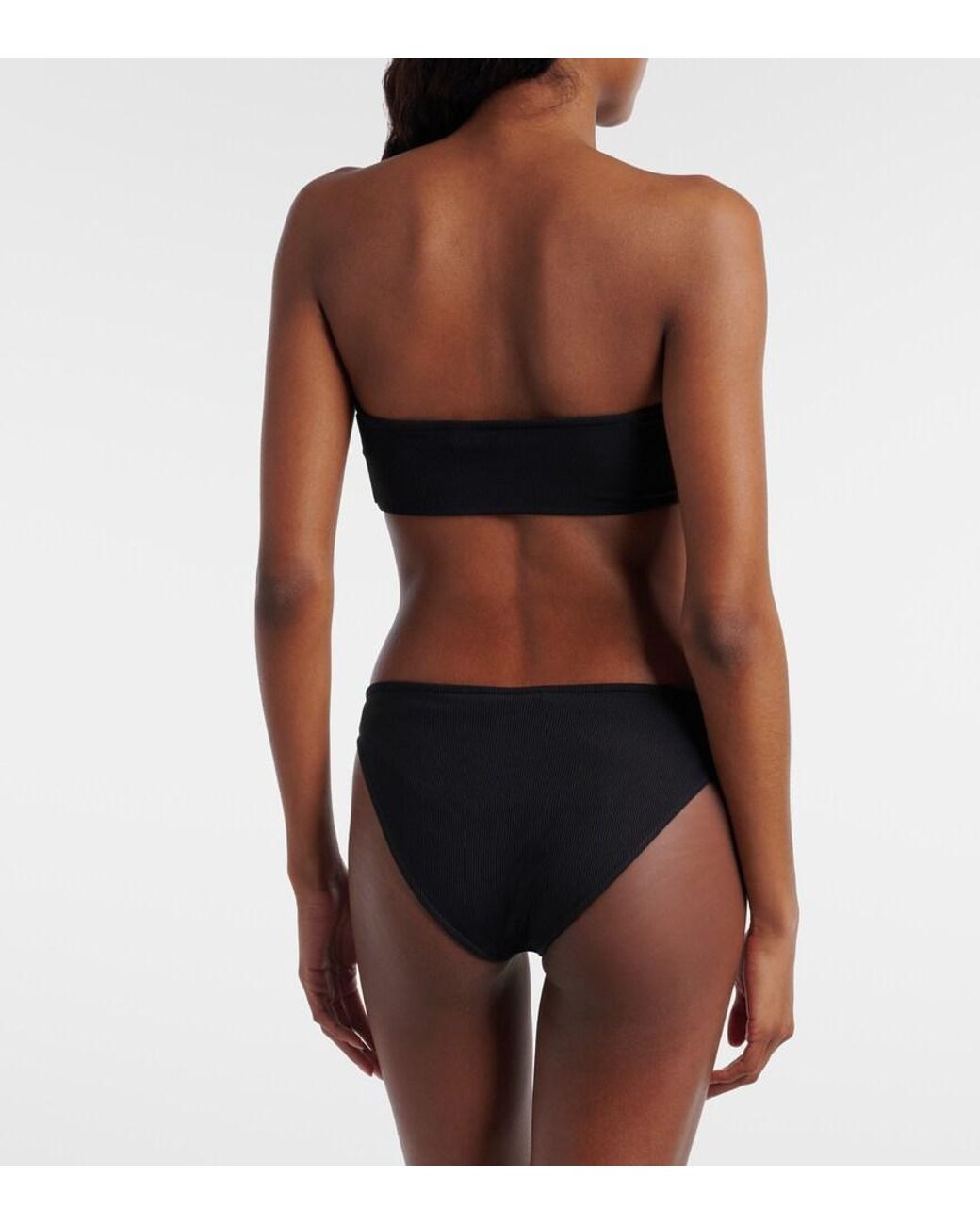 Totême Black Ribbed-Knit Bandeau Bikini Top