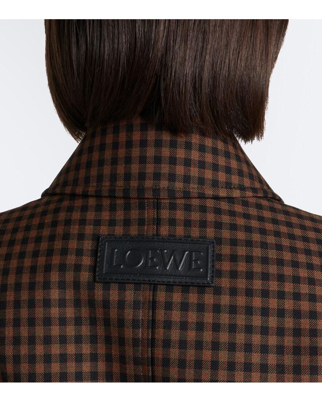 Loewe Brown Checked Wool Blouson Jacket