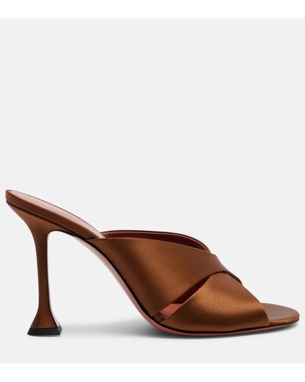 AMINA MUADDI Brown Salma Satin Mules