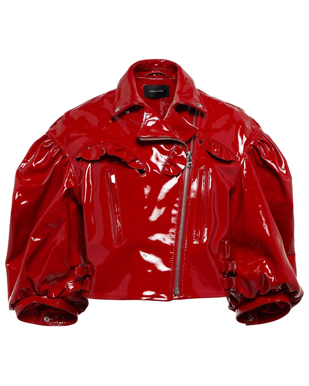 Simone Rocha Patent Leather Biker Jacket in Red Lyst