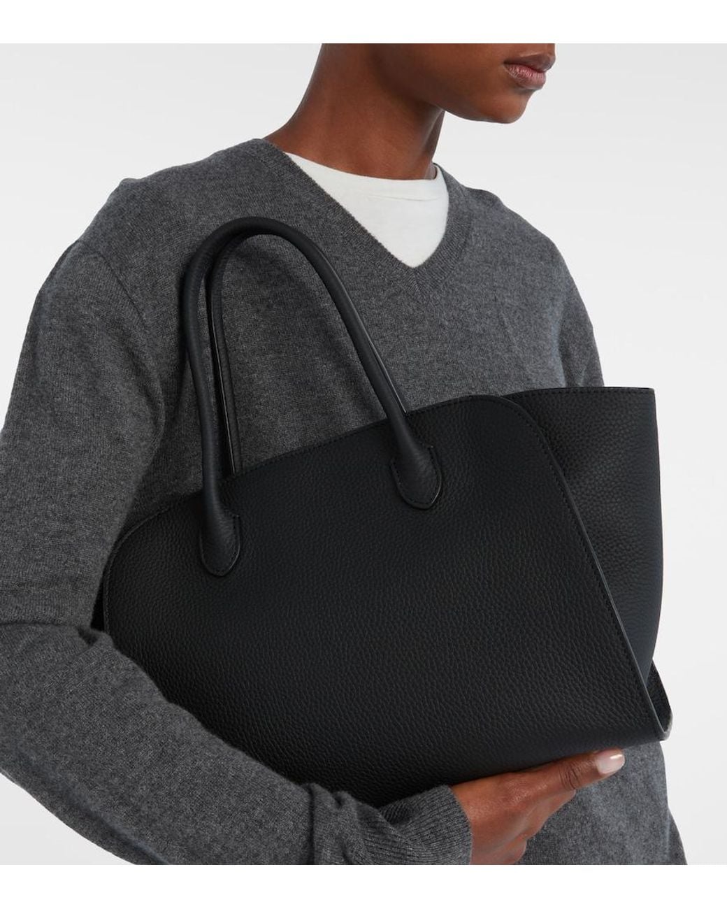 The Row Black Marlo 12 Leather Tote Bag