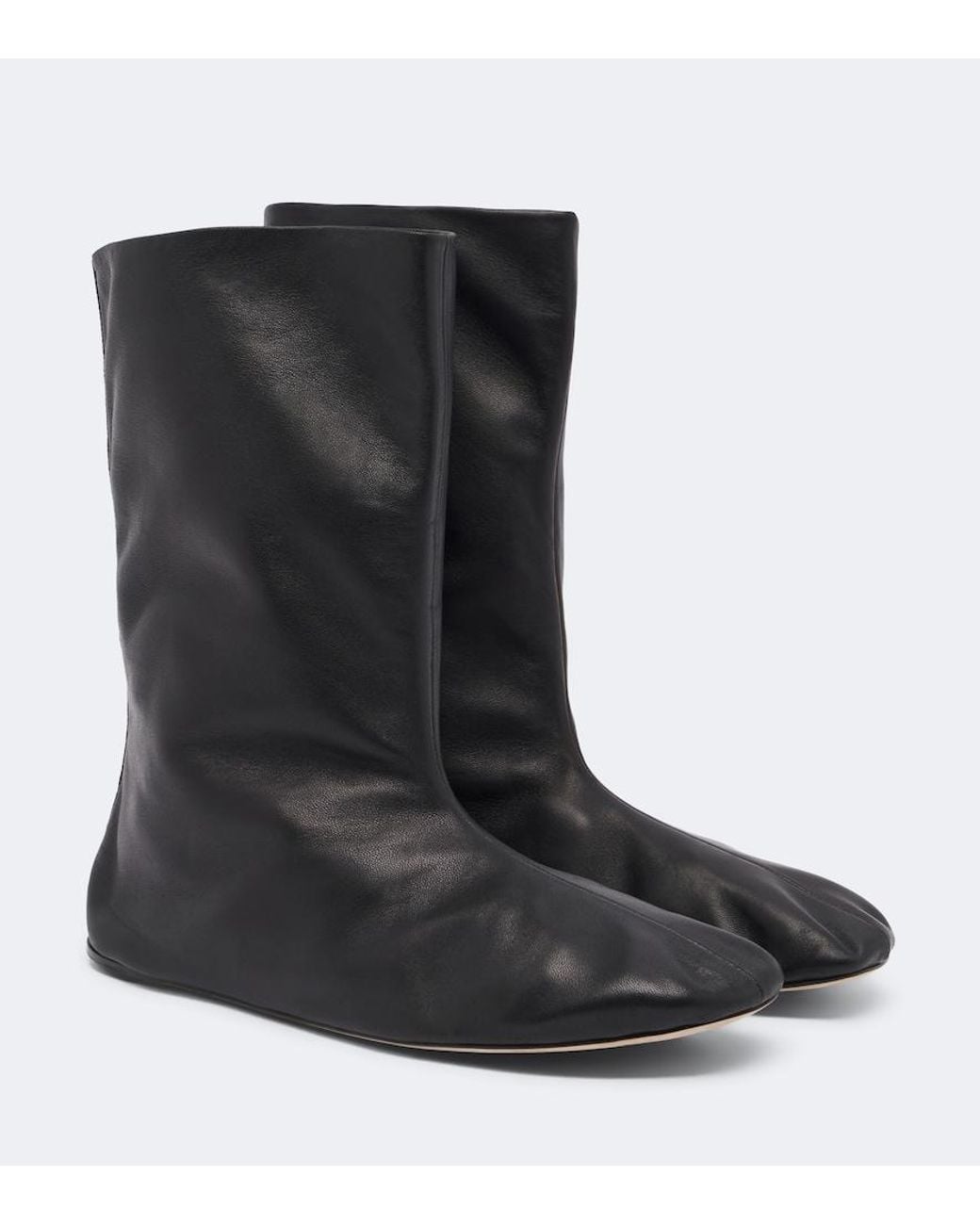 The Row Black Esther Leather Mid-Calf Boots