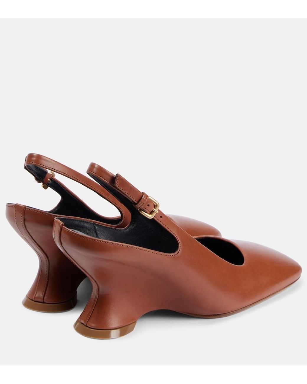 Dries Van Noten Brown Leather Slingback Pumps