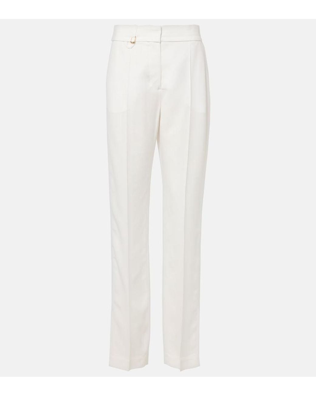 Jacquemus White Tibau High-Rise Canvas Slim Pants