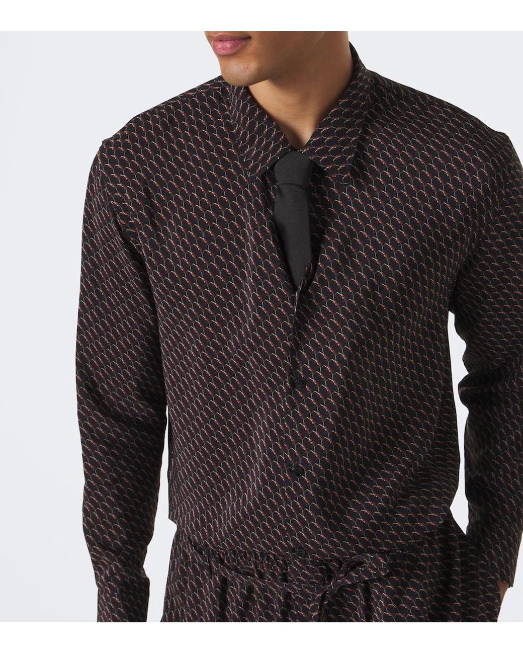 Saint Laurent Brown Cassandre Printed Silk Shirt for men