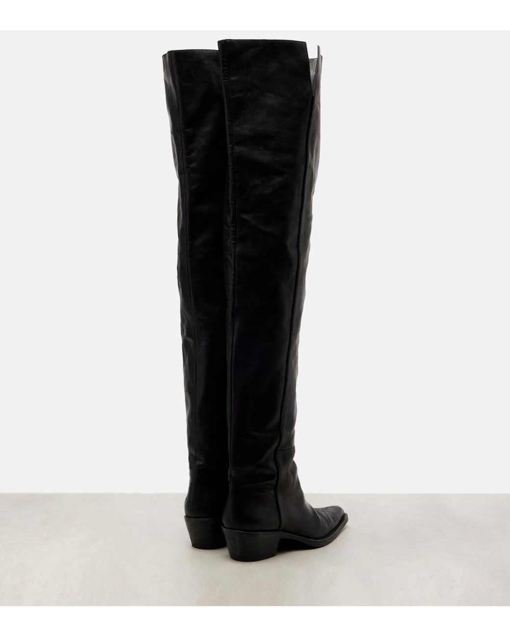 Khaite Black Clive 35 Leather Over-The-Knee Boots
