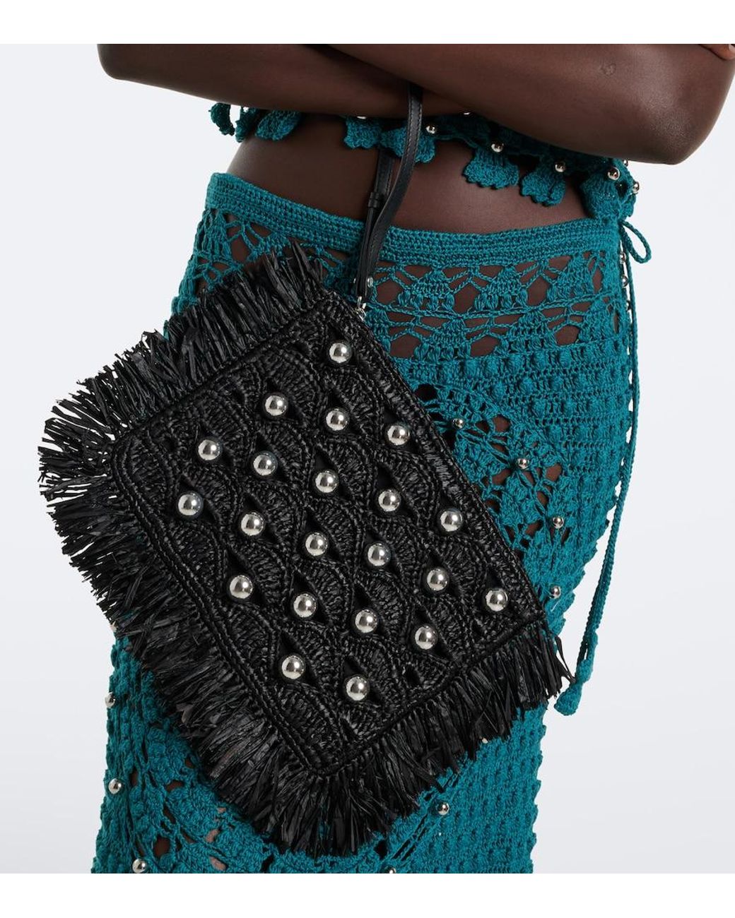 Rabanne Black Sac A Main Small Studded Clutch