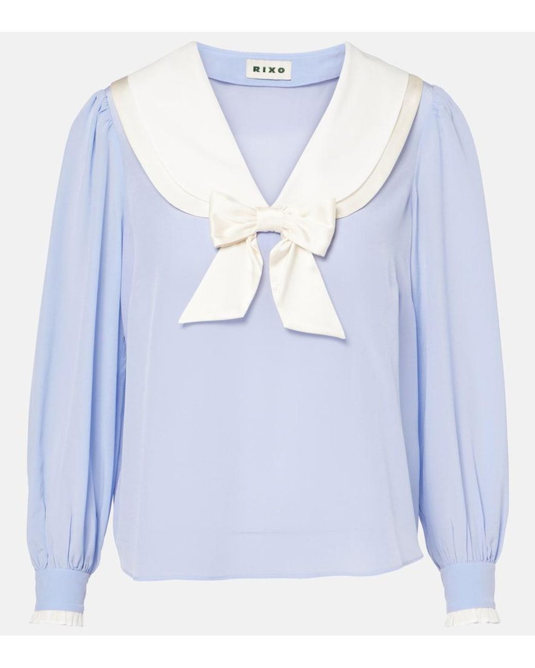 Rixo Blue Eimer Silk Top