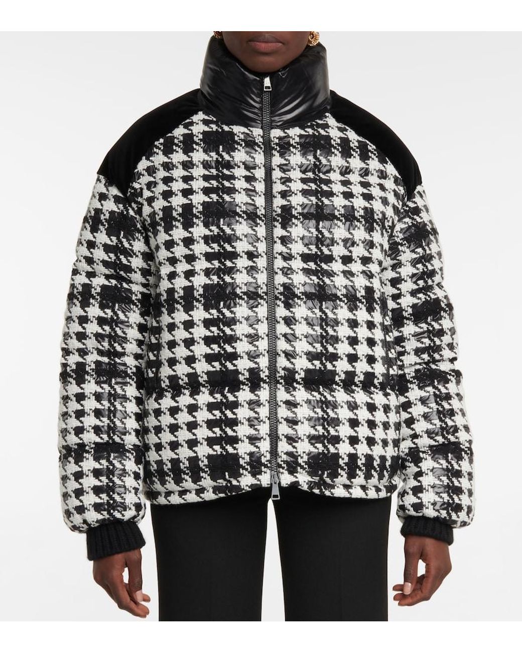 Moncler Black Erine Checked Puffer Jacket