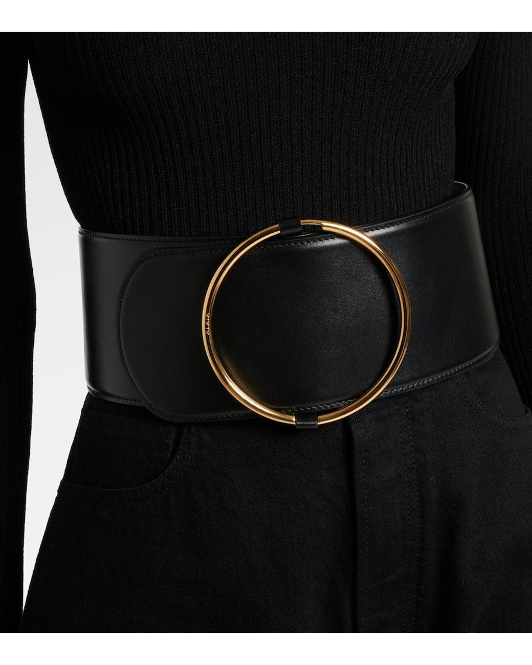 Alaïa Black Guertel Ring Aus Leder