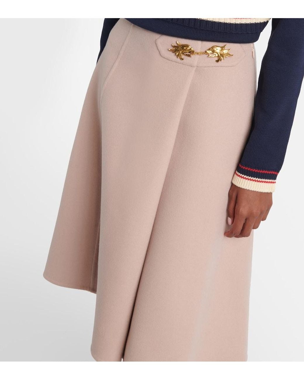 Valentino Garavani Natural Wool And Cashmere Midi Skirt