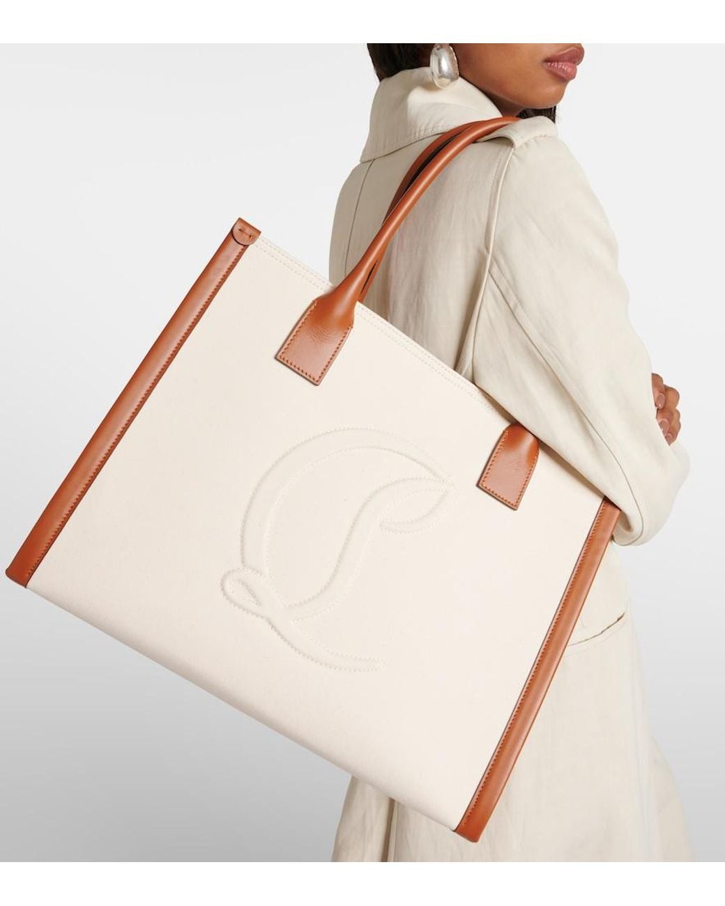 Christian Louboutin Pink By My Side E/W Large Canvas Tote Bag