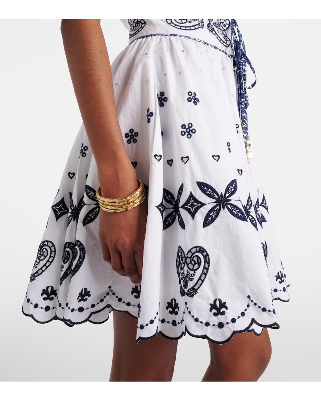 Camilla White Embroidered Cotton Minidress