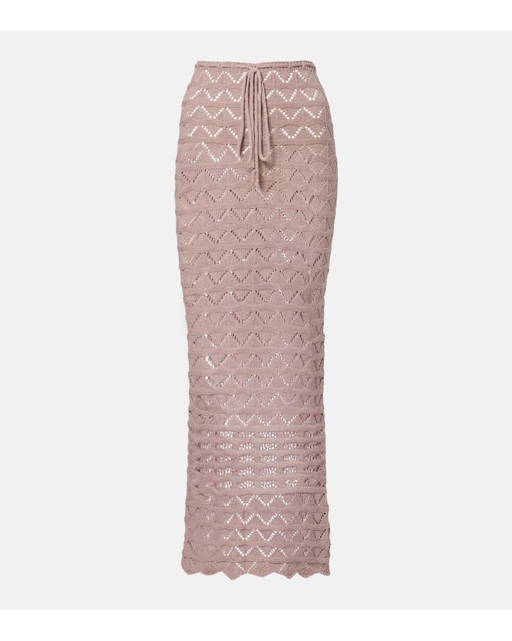 Bananhot Pink Helena Open-Knit Cotton-Blend Maxi Skirt