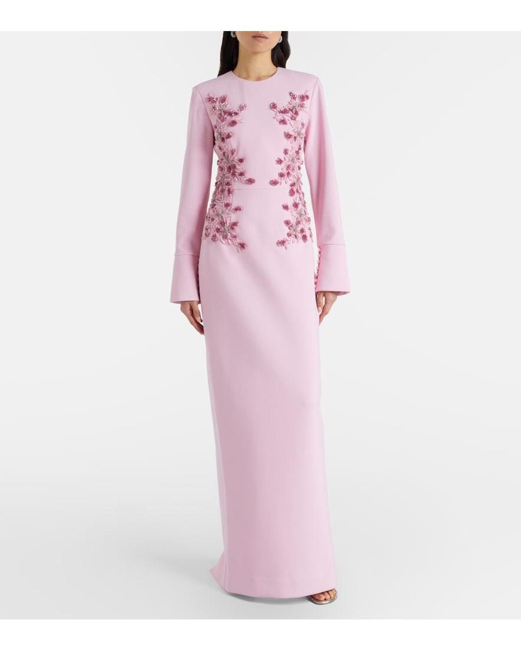 Rebecca Vallance Pink Lulee Embellished Floral Gown