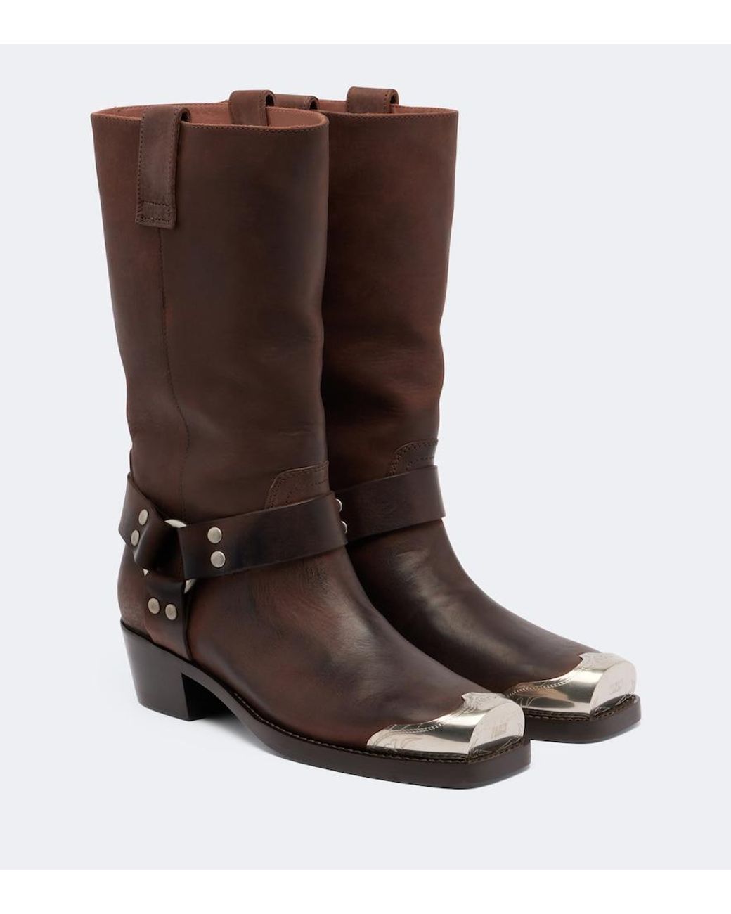 Paris Texas Brown Roxy Embellished Leather Biker Boots