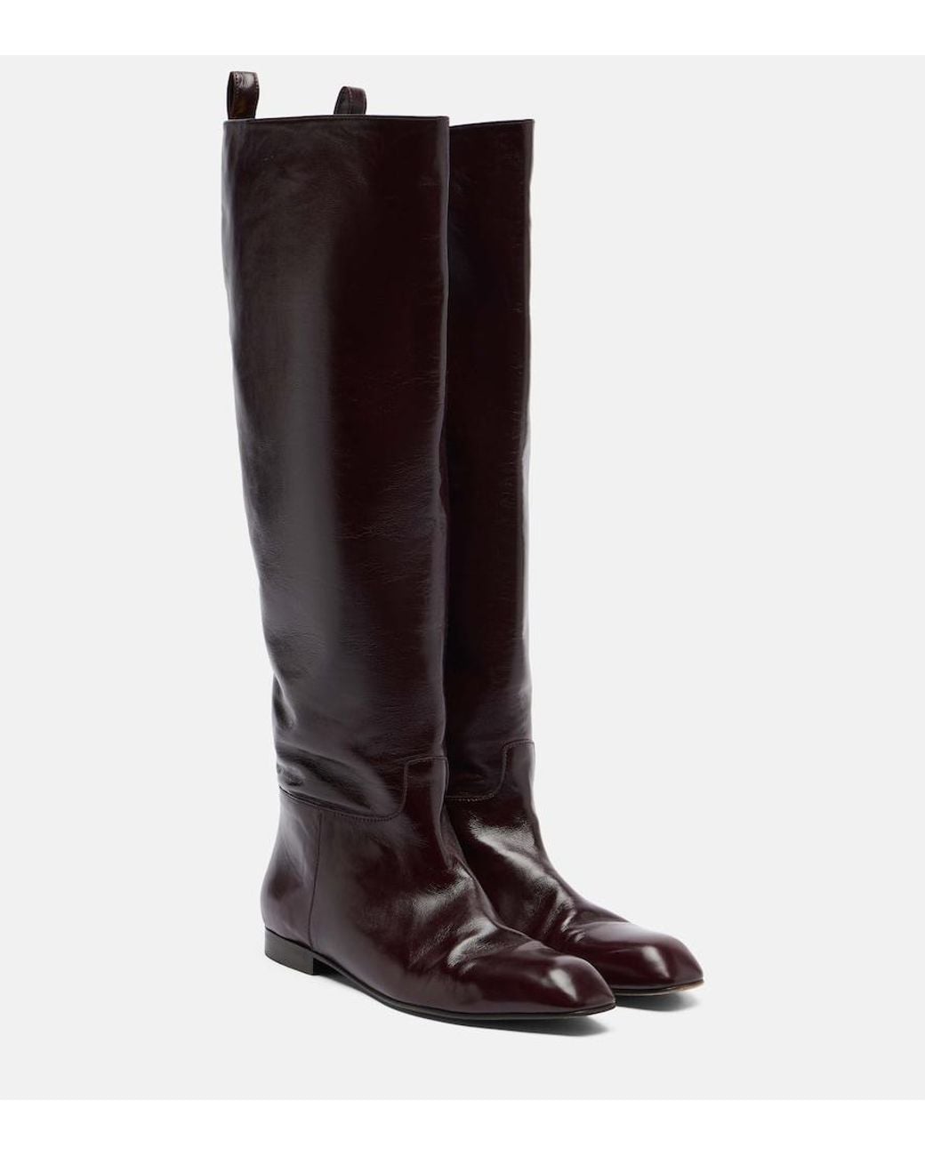 Khaite Brown Colt Leather Knee-High Boots