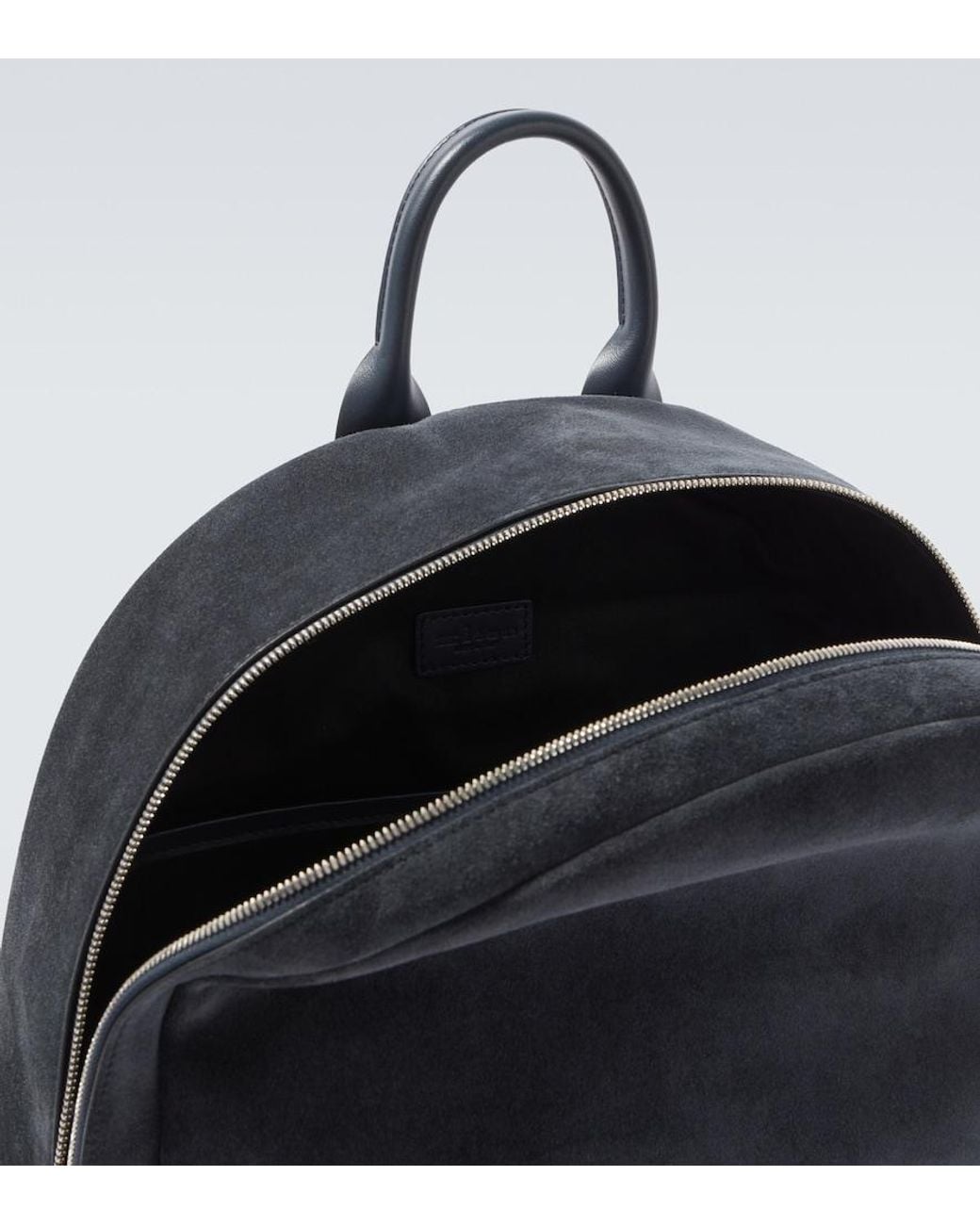 Kiton Black Leather-Trimmed Suede Backpack for men