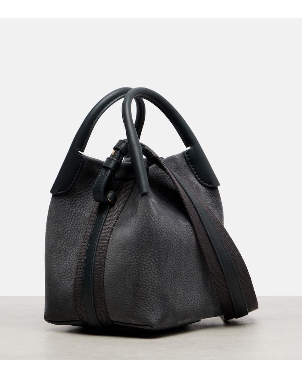 Loro Piana Black Bale Micro Leather Bucket Bag