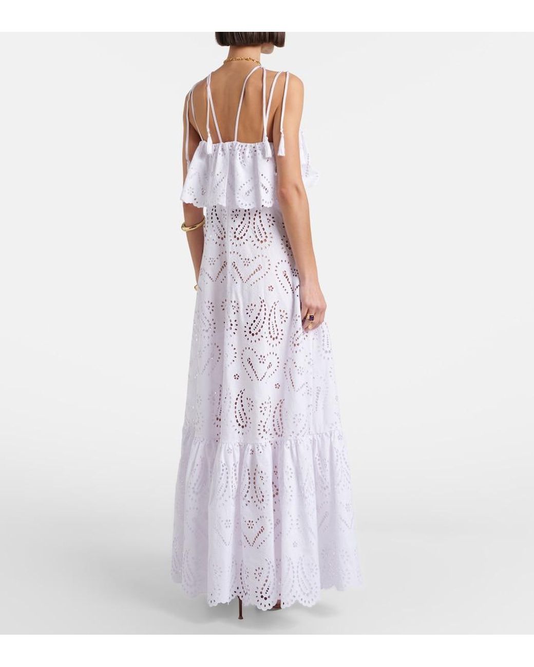 Etro White Broderie Anglaise Cotton-Blend Maxi Dress