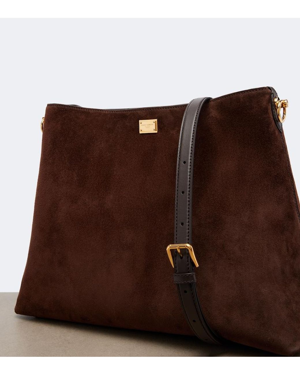 Dolce & Gabbana Brown Vittoria Large Suede Tote Bag