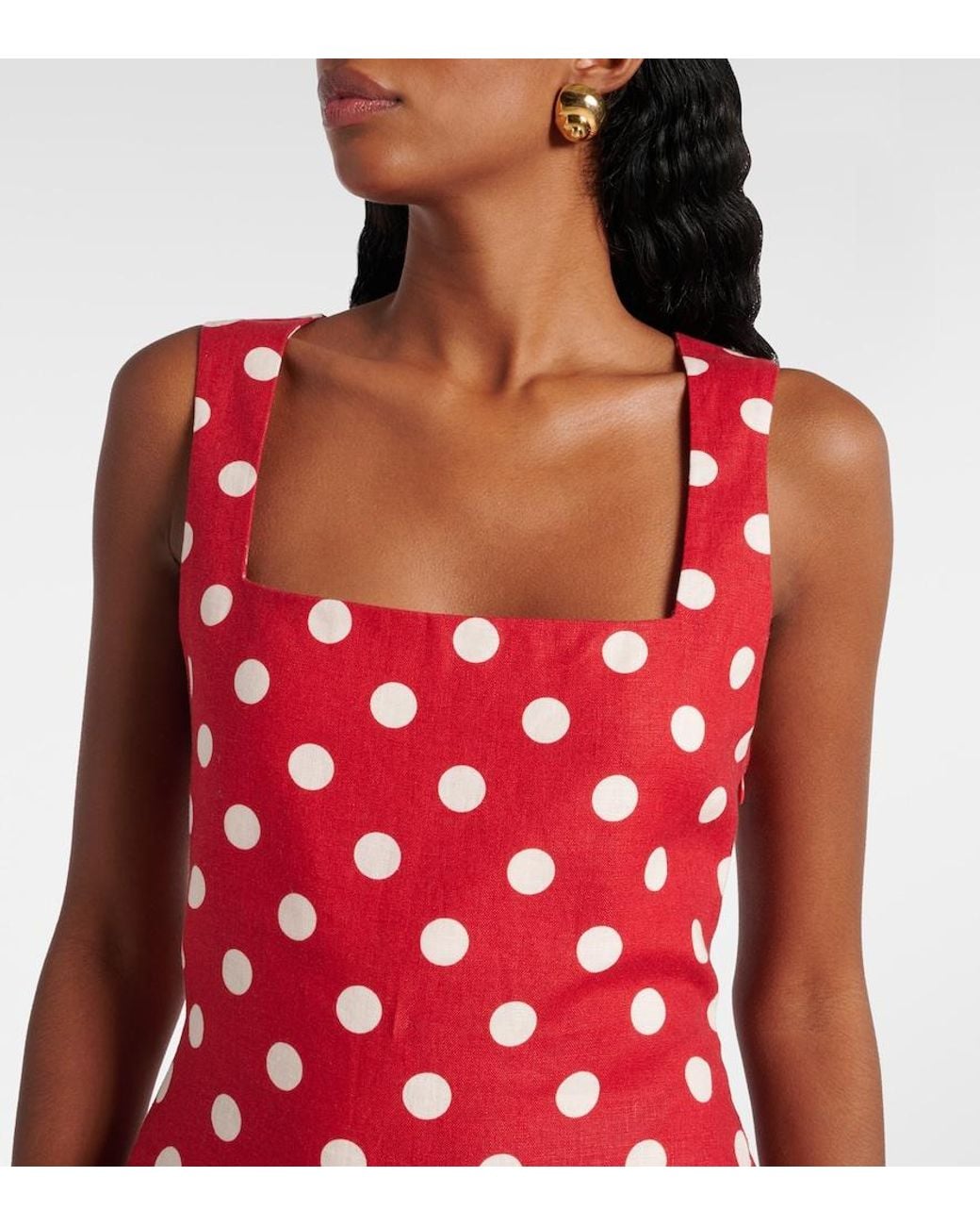 Posse Red Alice Polka-Dot Linen Minidress