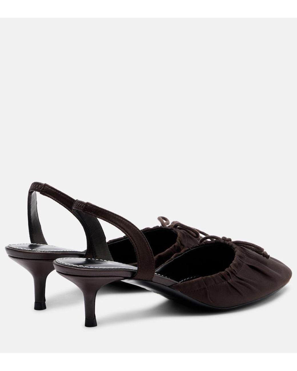 Staud Black Alba Satin Slingback Pumps