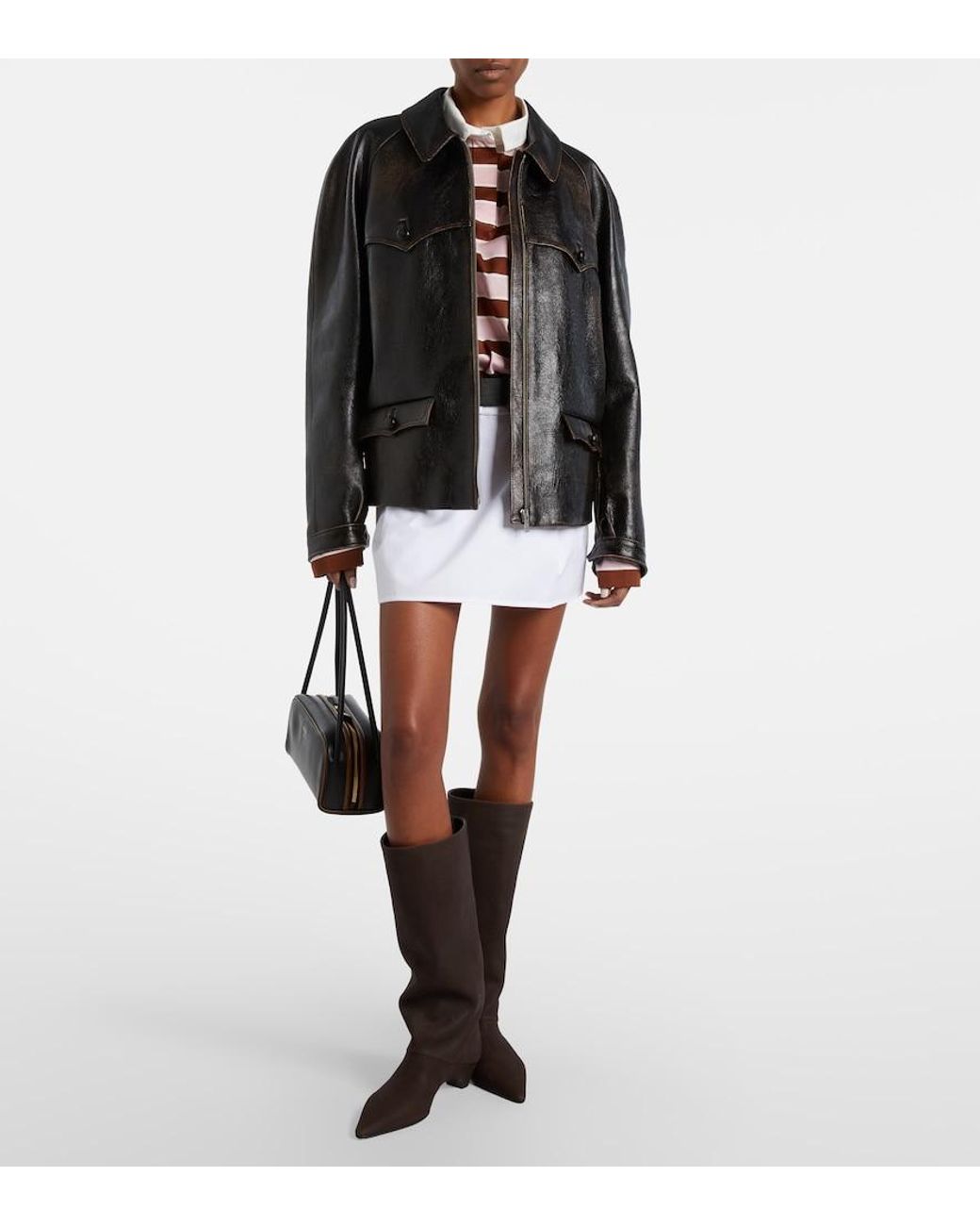 Prada Black Stiefel Aus Leder