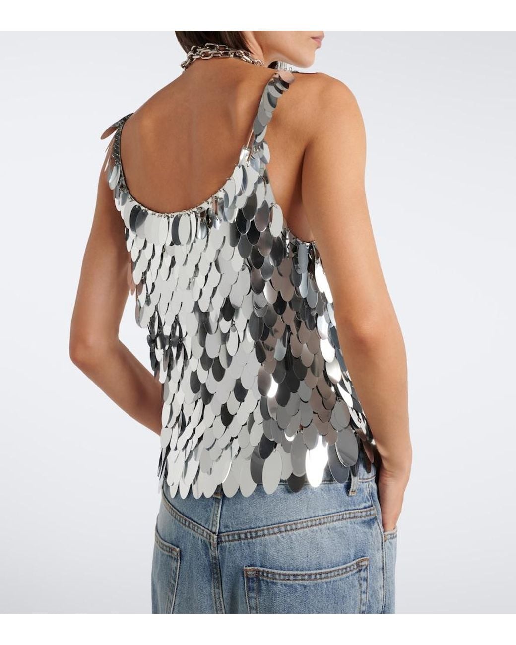 Rabanne White Sequin-Embellished Top