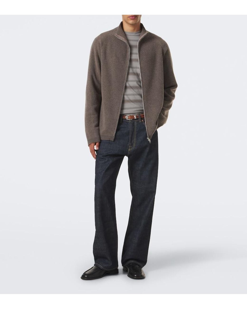 Our Legacy Brown Line Wool Zip-Up Cardigan for men
