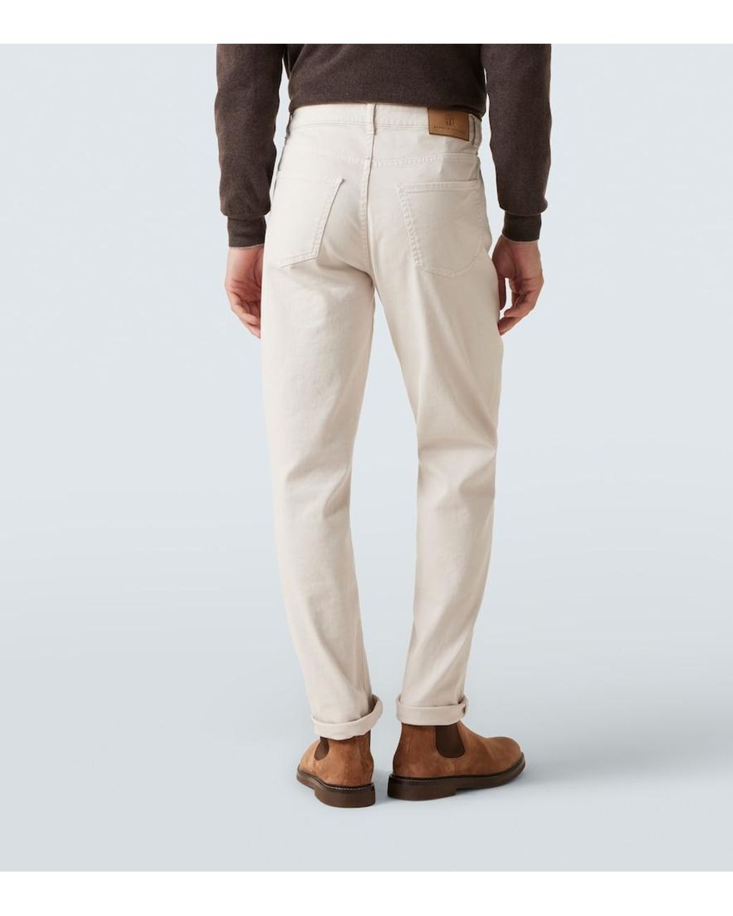 Brunello Cucinelli Natural Mid-Rise Slim Jeans for men