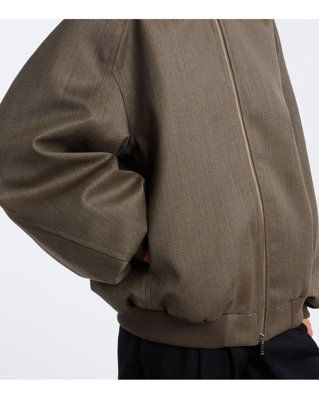 Frankie Shop Brown Elinor Oversized Wool Bomber Jacket